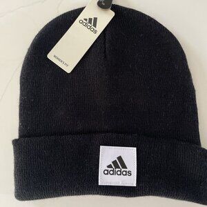 New‎ ADIDAS Original 1X1 Black/White Logo Knit Women's Fit Food Beanie Hat OSFW